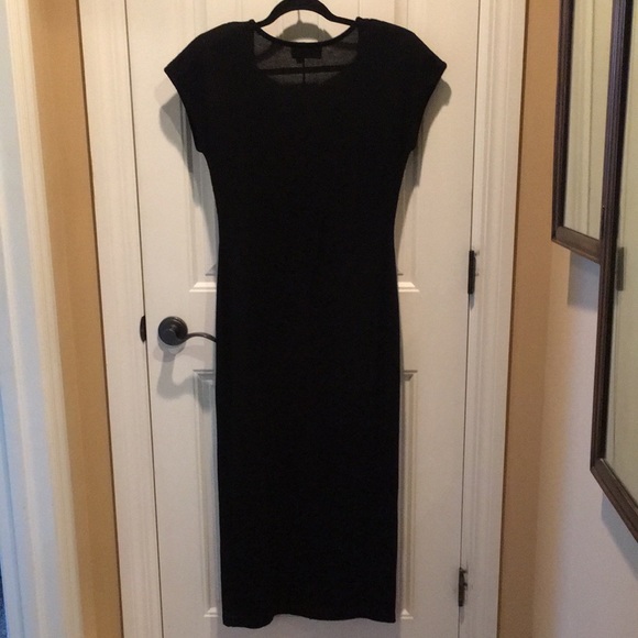 M Long Black Dress Cap-Sleeve,Intricate Beading and Appliqué by Carole Little - Picture 4 of 14